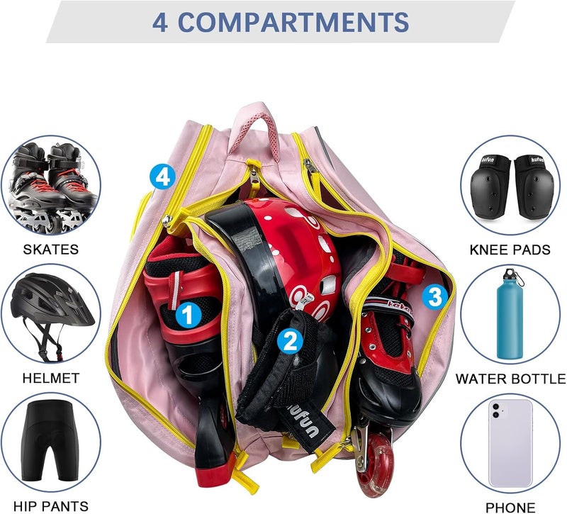 DAFISKY Roller Skate Bag - Ice Skate Bag Fits Inline Skates Quad Skates Rollerblades Figure Skates for Women Men Youth - Image 3